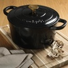 image:imageCrockPot Artisan 7Quart Enameled Cast Iron Dutch Oven Pot with Lid Round Gradient Taupe Oven Safe CookwareBlack w Gold Knob