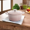 image:imageCrockPot Artisan 7Quart Enameled Cast Iron Dutch Oven Pot with Lid Round Gradient Taupe Oven Safe CookwareBlush Pink