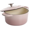 image:imageCrockPot Artisan 7Quart Enameled Cast Iron Dutch Oven Pot with Lid Round Gradient Taupe Oven Safe CookwareBlush Pink