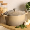 image:imageCrockPot Artisan 7Quart Enameled Cast Iron Dutch Oven Pot with Lid Round Gradient Taupe Oven Safe CookwareGradient Taupe