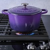 image:imageCrockPot Artisan 7Quart Enameled Cast Iron Dutch Oven Pot with Lid Round Gradient Taupe Oven Safe CookwareLavender Purple