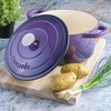 image:imageCrockPot Artisan 7Quart Enameled Cast Iron Dutch Oven Pot with Lid Round Gradient Taupe Oven Safe CookwareLavender Purple
