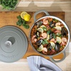 image:imageCrockPot Artisan 7Quart Enameled Cast Iron Dutch Oven Pot with Lid Round Gradient Taupe Oven Safe CookwareMatte Green