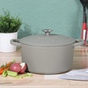 image:imageCrockPot Artisan 7Quart Enameled Cast Iron Dutch Oven Pot with Lid Round Gradient Taupe Oven Safe CookwareMatte Green