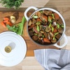 image:imageCrockPot Artisan 7Quart Enameled Cast Iron Dutch Oven Pot with Lid Round Gradient Taupe Oven Safe CookwareMatte Linen White w Gold Knob