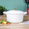 image:imageCrockPot Artisan 7Quart Enameled Cast Iron Dutch Oven Pot with Lid Round Gradient Taupe Oven Safe CookwareMatte Linen White w Gold Knob