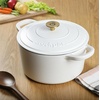 image:imageCrockPot Artisan 7Quart Enameled Cast Iron Dutch Oven Pot with Lid Round Gradient Taupe Oven Safe CookwareMatte Linen White w Gold Knob