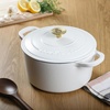 image:imageCrockPot Artisan 7Quart Enameled Cast Iron Dutch Oven Pot with Lid Round Gradient Taupe Oven Safe CookwareMatte Linen White w Gold Knob