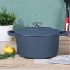 image:imageCrockPot Artisan 7Quart Enameled Cast Iron Dutch Oven Pot with Lid Round Gradient Taupe Oven Safe CookwareMatte Navy Blue