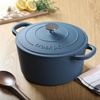 image:imageCrockPot Artisan 7Quart Enameled Cast Iron Dutch Oven Pot with Lid Round Gradient Taupe Oven Safe CookwareMatte Navy Blue