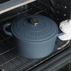 image:imageCrockPot Artisan 7Quart Enameled Cast Iron Dutch Oven Pot with Lid Round Gradient Taupe Oven Safe CookwareMatte Navy Blue
