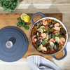 image:imageCrockPot Artisan 7Quart Enameled Cast Iron Dutch Oven Pot with Lid Round Gradient Taupe Oven Safe CookwareMatte Navy Blue