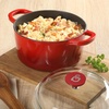 image:imageCrockPot Artisan 7Quart Enameled Cast Iron Dutch Oven Pot with Lid Round Gradient Taupe Oven Safe CookwareRed w Glass Lid