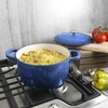 image:imageCrockPot Artisan 7Quart Enameled Cast Iron Dutch Oven Pot with Lid Round Gradient Taupe Oven Safe CookwareSapphire Blue