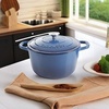 image:imageCrockPot Artisan 7Quart Enameled Cast Iron Dutch Oven Pot with Lid Round Gradient Taupe Oven Safe CookwareSapphire Blue