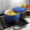 image:imageCrockPot Artisan 7Quart Enameled Cast Iron Dutch Oven Pot with Lid Round Gradient Taupe Oven Safe CookwareSapphire Blue