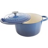 image:imageCrockPot Artisan 7Quart Enameled Cast Iron Dutch Oven Pot with Lid Round Gradient Taupe Oven Safe CookwareSapphire Blue