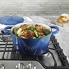 image:imageCrockPot Artisan 7Quart Enameled Cast Iron Dutch Oven Pot with Lid Round Gradient Taupe Oven Safe CookwareSapphire Blue