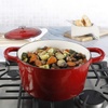 image:imageCrockPot Artisan 7Quart Enameled Cast Iron Dutch Oven Pot with Lid Round Gradient Taupe Oven Safe CookwareScarlet Red