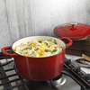 image:imageCrockPot Artisan 7Quart Enameled Cast Iron Dutch Oven Pot with Lid Round Gradient Taupe Oven Safe CookwareScarlet Red