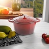 image:imageCrockPot Artisan 7Quart Enameled Cast Iron Dutch Oven Pot with Lid Round Gradient Taupe Oven Safe CookwareScarlet Red