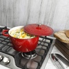 image:imageCrockPot Artisan 7Quart Enameled Cast Iron Dutch Oven Pot with Lid Round Gradient Taupe Oven Safe CookwareScarlet Red