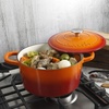 image:imageCrockPot Artisan 7Quart Enameled Cast Iron Dutch Oven Pot with Lid Round Gradient Taupe Oven Safe CookwareSunset Orange
