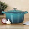 image:imageCrockPot Artisan 7Quart Enameled Cast Iron Dutch Oven Pot with Lid Round Gradient Taupe Oven Safe CookwareTeal Ombre