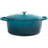 image:imageCrockPot Artisan 7Quart Enameled Cast Iron Dutch Oven Pot with Lid Round Gradient Taupe Oven Safe CookwareTeal Ombre