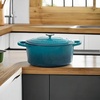 image:imageCrockPot Artisan 7Quart Enameled Cast Iron Dutch Oven Pot with Lid Round Gradient Taupe Oven Safe CookwareTeal Ombre