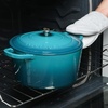 image:imageCrockPot Artisan 7Quart Enameled Cast Iron Dutch Oven Pot with Lid Round Gradient Taupe Oven Safe CookwareTeal Ombre