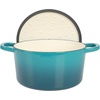 image:imageCrockPot Artisan 7Quart Enameled Cast Iron Dutch Oven Pot with Lid Round Gradient Taupe Oven Safe CookwareTeal Ombre
