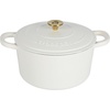 image:imageCrockPot Artisan 7Quart Enameled Cast Iron Dutch Oven Pot with Lid Round Gradient Taupe Oven Safe CookwareMatte Linen White w Gold Knob