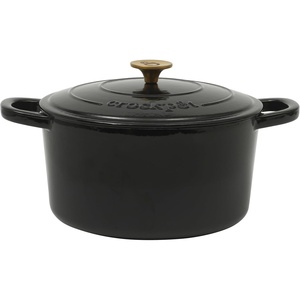 image:imageCrockPot Artisan 7Quart Enameled Cast Iron Dutch Oven Pot with Lid Round Gradient Taupe Oven Safe CookwareBlack w Gold Knob