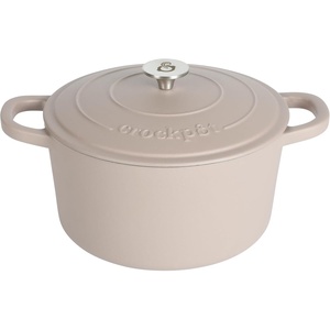 image:imageCrockPot Artisan 7Quart Enameled Cast Iron Dutch Oven Pot with Lid Round Gradient Taupe Oven Safe CookwareMatte Dusty Pink