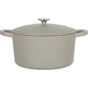 image:imageCrockPot Artisan 7Quart Enameled Cast Iron Dutch Oven Pot with Lid Round Gradient Taupe Oven Safe CookwareMatte Green