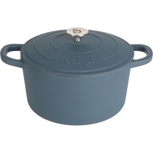image:imageCrockPot Artisan 7Quart Enameled Cast Iron Dutch Oven Pot with Lid Round Gradient Taupe Oven Safe CookwareMatte Navy Blue