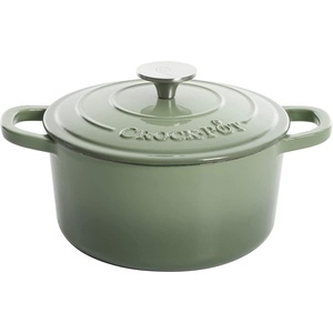 image:imageCrockPot Artisan 7Quart Enameled Cast Iron Dutch Oven Pot with Lid Round Gradient Taupe Oven Safe CookwarePistachio Green