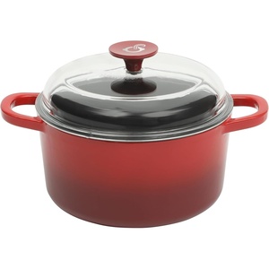image:imageCrockPot Artisan 7Quart Enameled Cast Iron Dutch Oven Pot with Lid Round Gradient Taupe Oven Safe CookwareRed w Glass Lid