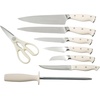 image:imageMartha Stewart Greeley Forged High Carbon Stainless Steel 14 Piece Knife Block Set Linen White Kitchen Knife Set with Acacia Wood Block Chef Knife Bread Knife Steak KnivesLinen White