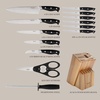 image:imageMartha Stewart Greeley Forged High Carbon Stainless Steel 14 Piece Knife Block Set Linen White Kitchen Knife Set with Acacia Wood Block Chef Knife Bread Knife Steak KnivesBlack