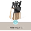image:imageMartha Stewart Greeley Forged High Carbon Stainless Steel 14 Piece Knife Block Set Linen White Kitchen Knife Set with Acacia Wood Block Chef Knife Bread Knife Steak KnivesBlack