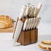 image:imageMartha Stewart Greeley Forged High Carbon Stainless Steel 14 Piece Knife Block Set Linen White Kitchen Knife Set with Acacia Wood Block Chef Knife Bread Knife Steak KnivesLinen White