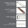 image:imageSur La Table Kitchen Essentials Flat Grater Etched Stainless Steel Blade with Black Walnut Wood Handle Cheese Grater and ZesterLong Grater