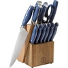 image:imageMartha Stewart Greeley Forged High Carbon Stainless Steel 14 Piece Knife Block Set Linen White Kitchen Knife Set with Acacia Wood Block Chef Knife Bread Knife Steak KnivesNavy Blue