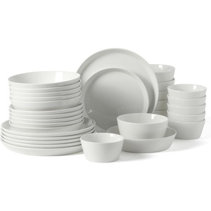 image:imageMartha Stewart Selma Plates and Bowls Sets 30Piece Porcelain Dinnerware Set for 6 White Dish Set with Dinner Plates Dessert Plates Pasta Bowls Cereal amp Fruit BowlsWhite 30pcs