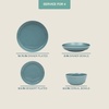 image:imageGibson Home Summit View 17Piece Porcelain Plates and Bowls Set WMetal Rack  Plates Bowls amp Mugs Dinnerware Set for 4  WhiteBlue Summer Shades