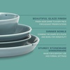 image:imageGibson Home Summit View 17Piece Porcelain Plates and Bowls Set WMetal Rack  Plates Bowls amp Mugs Dinnerware Set for 4  WhiteBlue Summer Shades
