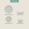 image:imageGibson Home Summit View 17Piece Porcelain Plates and Bowls Set WMetal Rack  Plates Bowls amp Mugs Dinnerware Set for 4  WhiteGrey Summer Shades