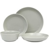 image:imageGibson Home Summit View 17Piece Porcelain Plates and Bowls Set WMetal Rack  Plates Bowls amp Mugs Dinnerware Set for 4  WhiteGrey Summer Shades